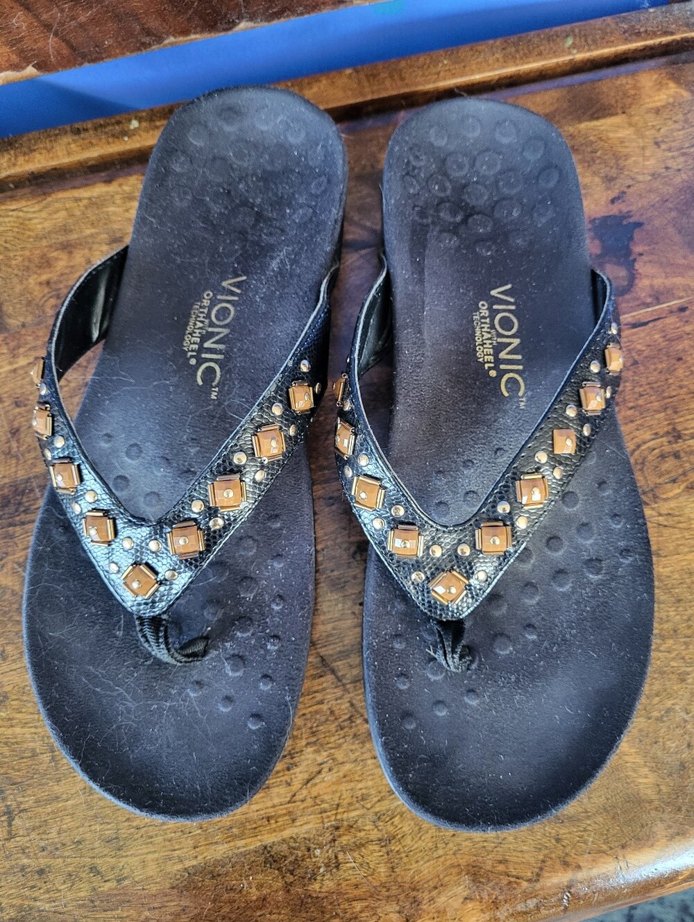 Vionic OrthaHeel Floriana Size 10 Sandals Black with Beads - Picture 4 of 8